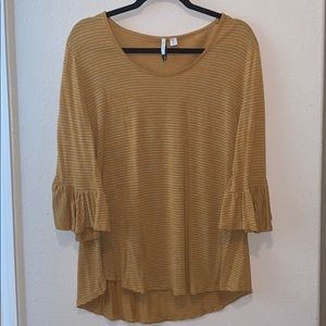 Bell-Sleeved Striped Blouse